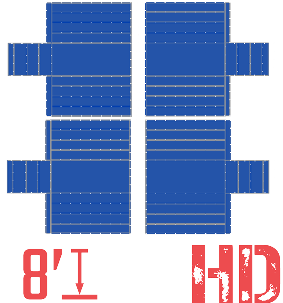 Talu4P Ensemble de 4 bâches en bois d’œuvre robuste bleu